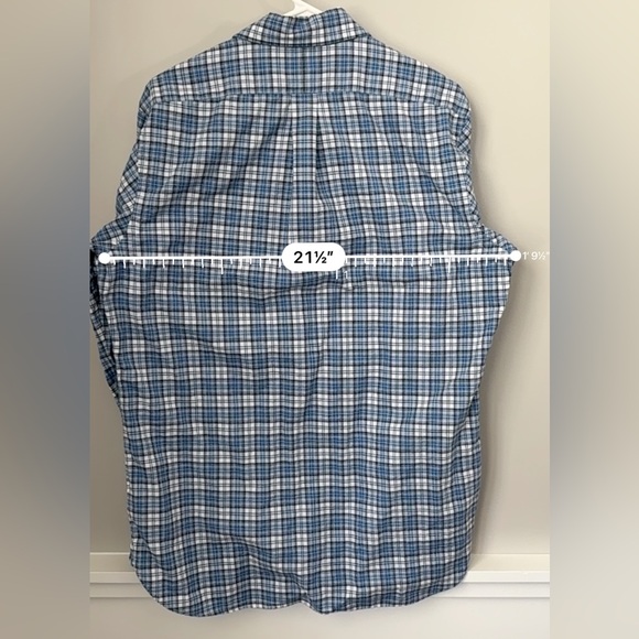 Ralph Lauren Men’s Size M Blue White Plaid Button-Down Dress Shirt With Pocket - Picture 7 of 10